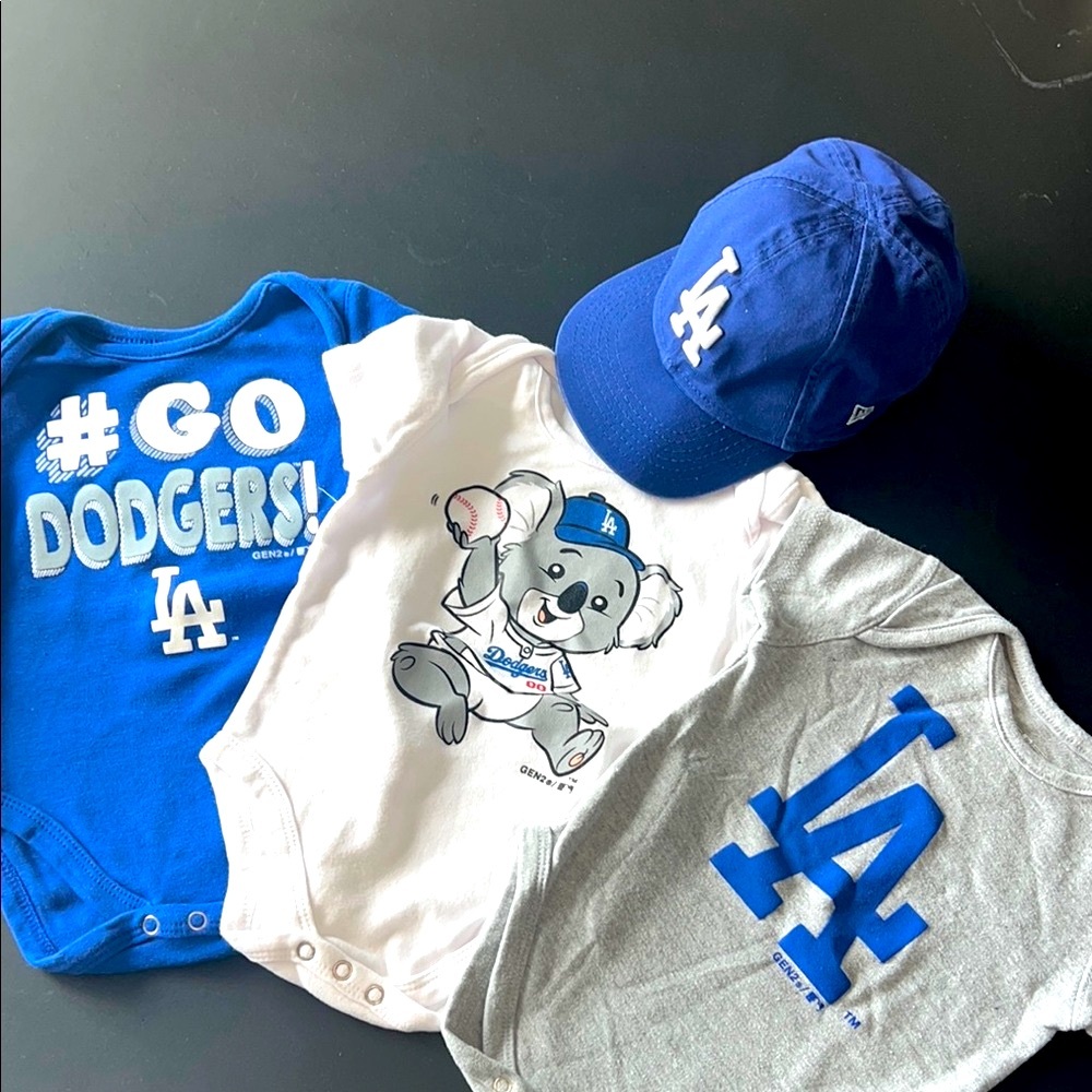 LA Dodgers Baby Onesies and Cap Set